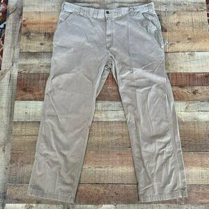 Carhartt Mens Work Pants 46x32 Beige 100% Cotton Durable Workwear B324 DKH